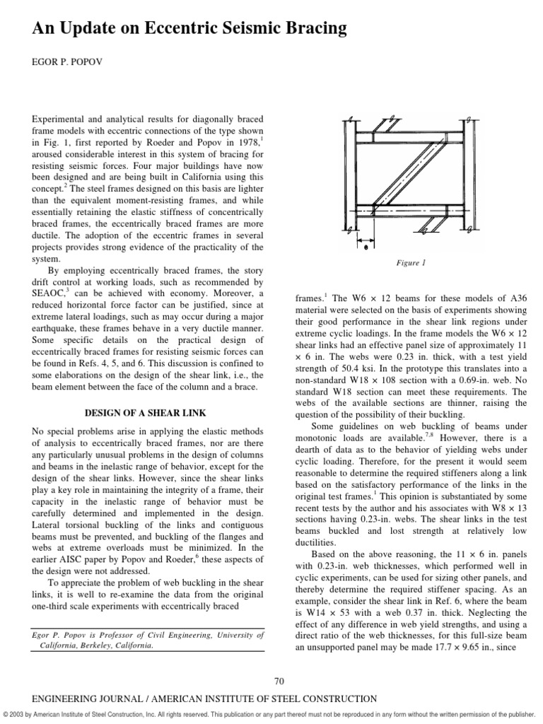An Update On Eccentric Seismic Bracing: Design of A Shear Link | PDF ...