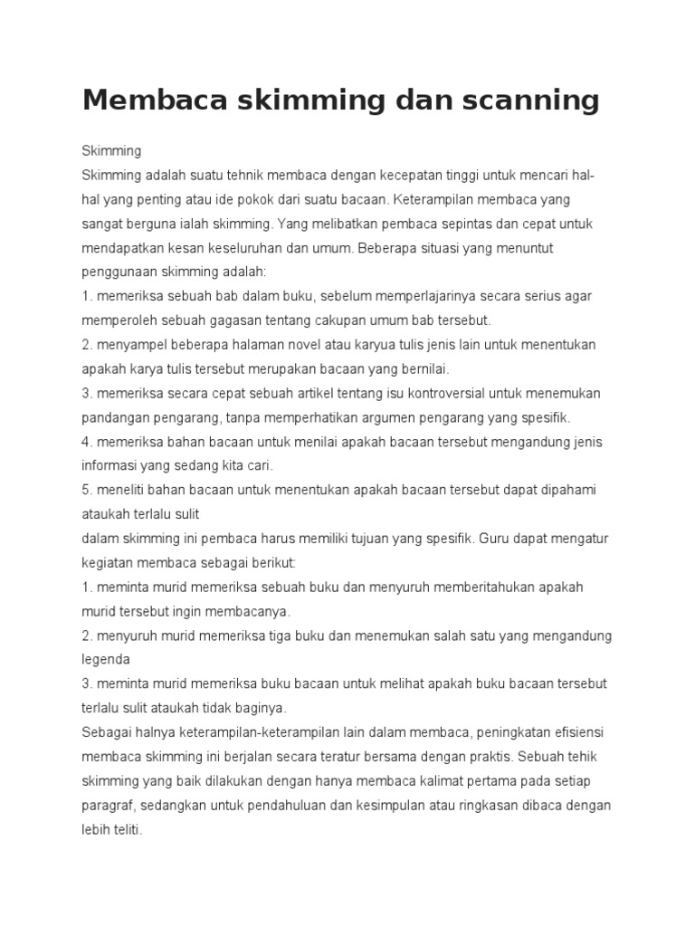 Membaca Skimming Dan Scanning