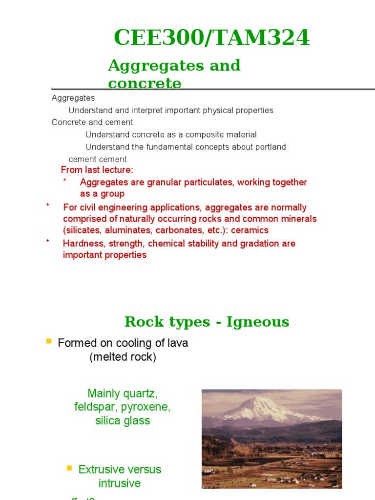 Cee300 Tam324 Aggregates And Concrete Pdf Rock Geology Porosity