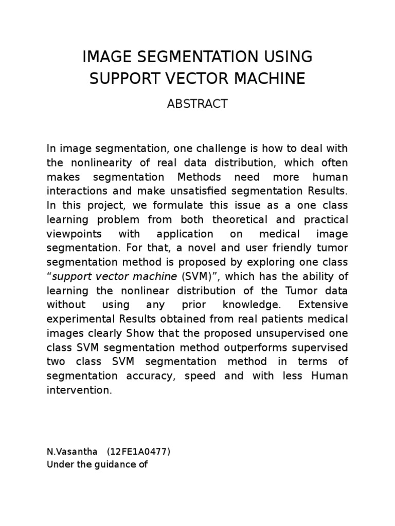 Image Segmentation Using Support Vector Machine | PDF