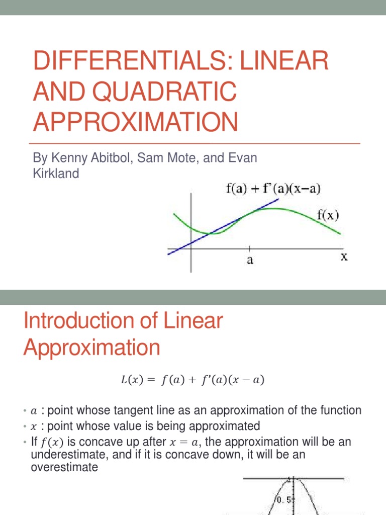 Quadratic Appoximation Differential Calculus Quadratic Equation