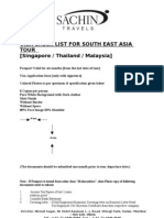 Visa Check List For South East Asia