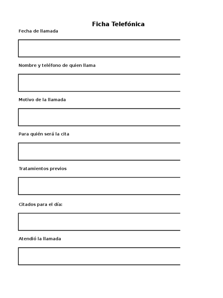 Formato Ficha Telefónica | PDF