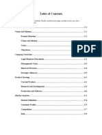 Sample Table of Contents. Modify Contents and Page Numbers When You Have Completed Your Plan