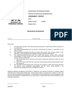 Declaration (Individual) : University of Kwazulu-Natal School of Chemical Engineering Assignment / Report