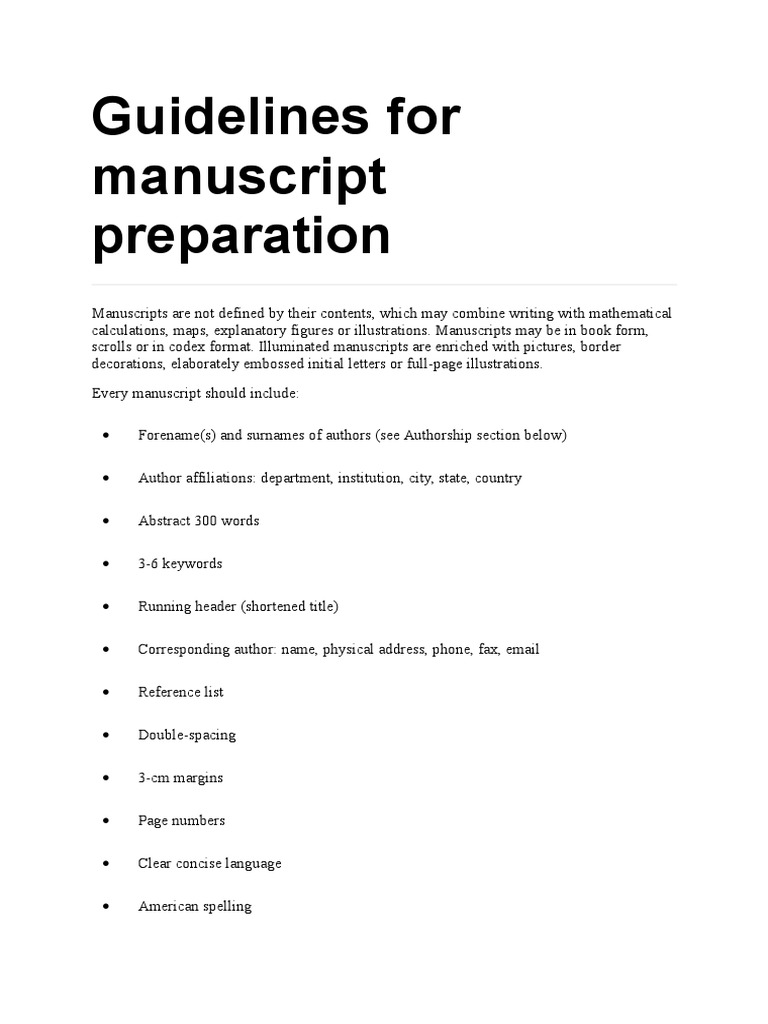 Manuscript Preparation Guidelines | PDF | Pub Med | Citation