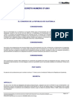 DECRETO DEL CONGRESO 37-2001 Decreto Crea Bonificacion Inentivo
