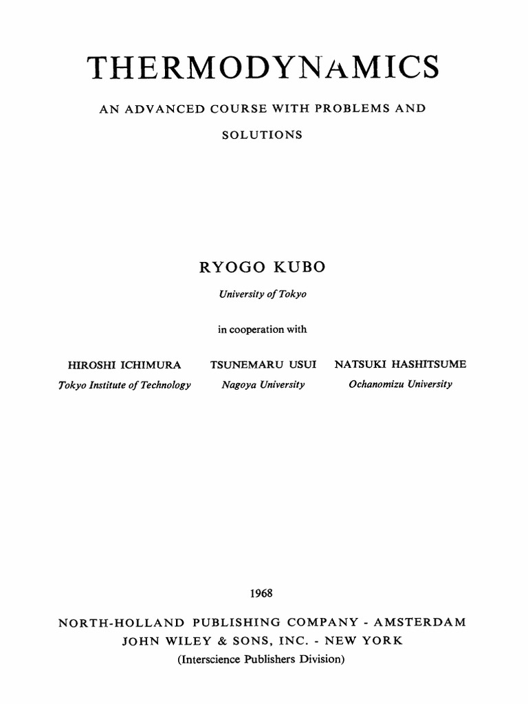Kubo R. Thermodynamics (NH, 1968) (T) (310s) PDF | PDF