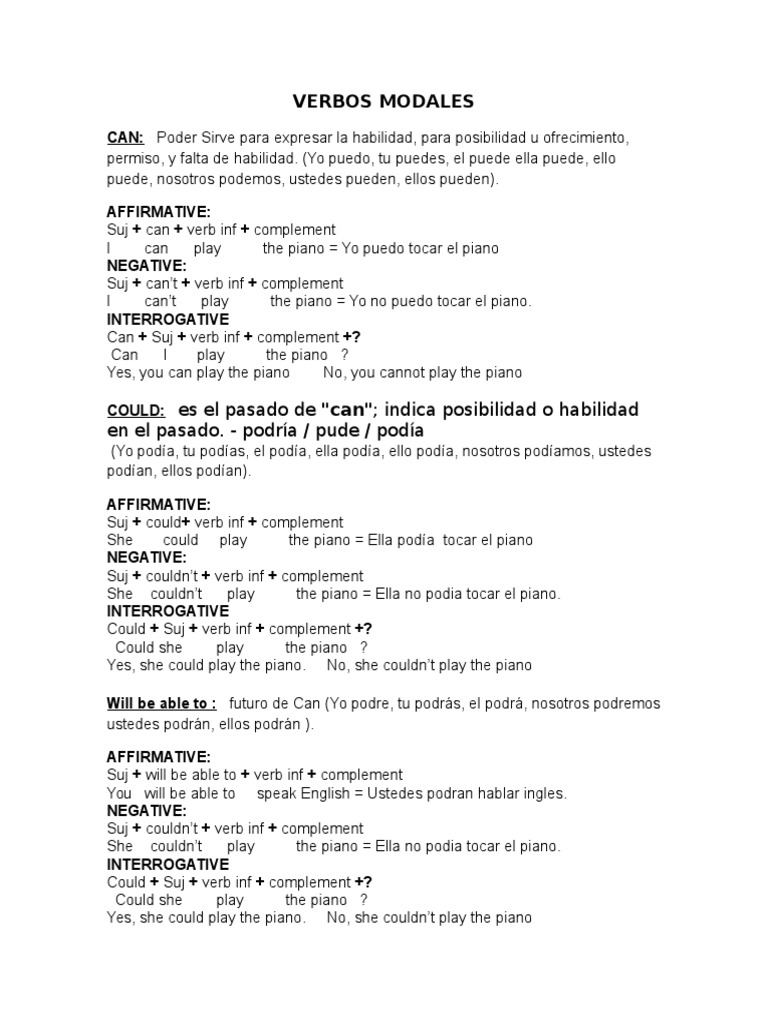 Guía de Verbos Modales en Inglés | PDF | Poesía