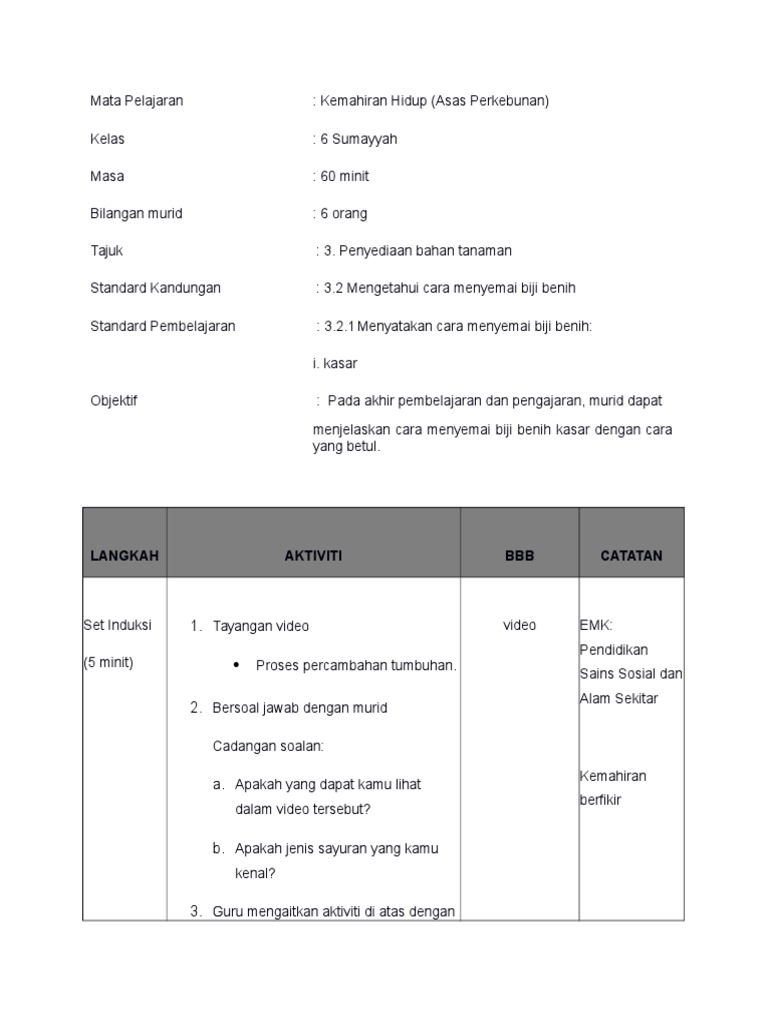 Rph Menyemai Biji Benih Pdf