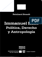 Brandt Reinhard - Inmanuel Kant Politica, Derecho y Antropologia PDF