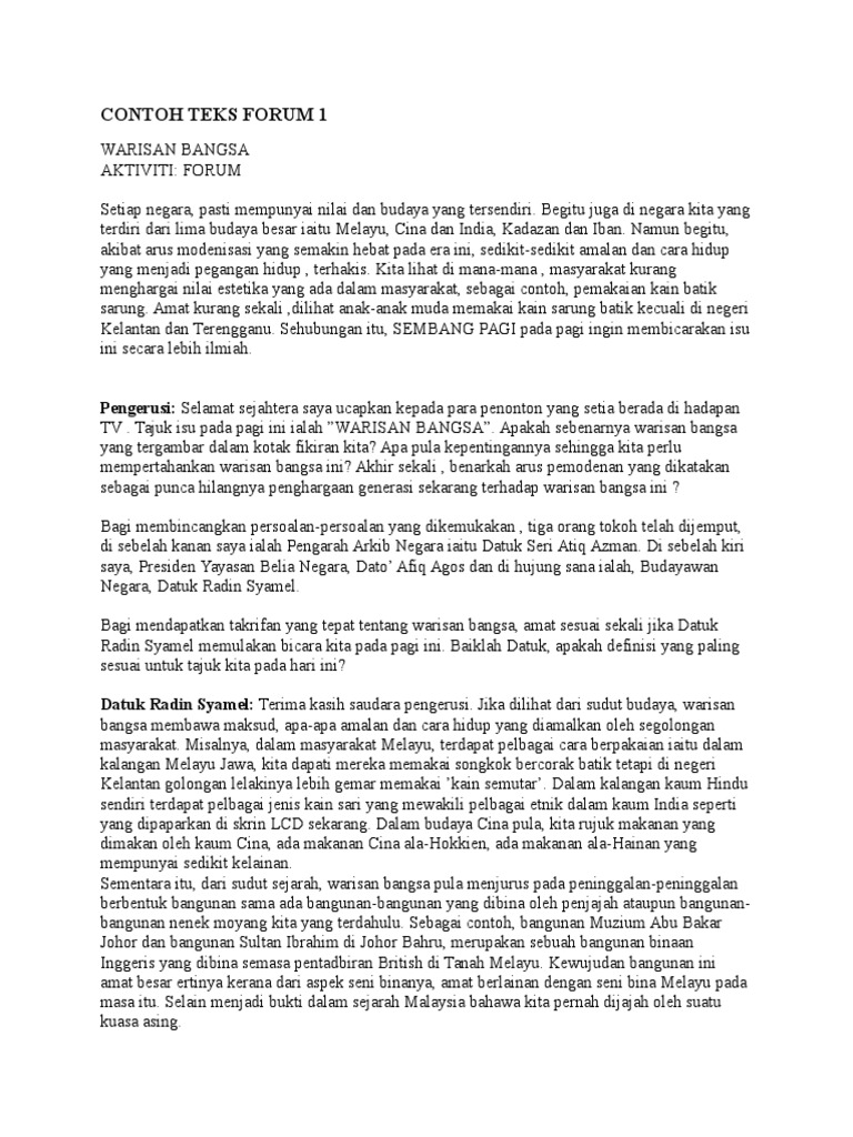Contoh Teks Forum 1 Pdf