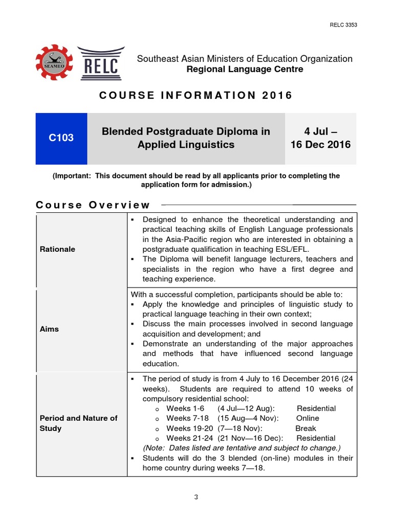 Blended Postgraduate Diploma in Linguistics | PDF | English As A Second ...