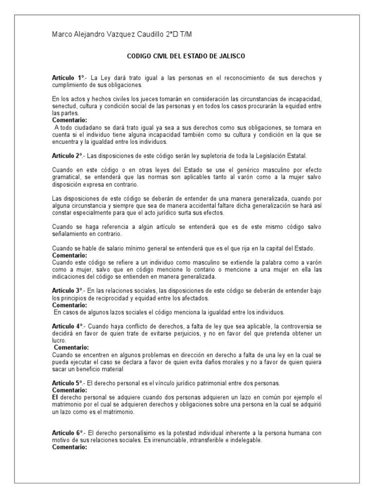Código Civil Del Estado de Jalisco Ciudadanía Estado (política)