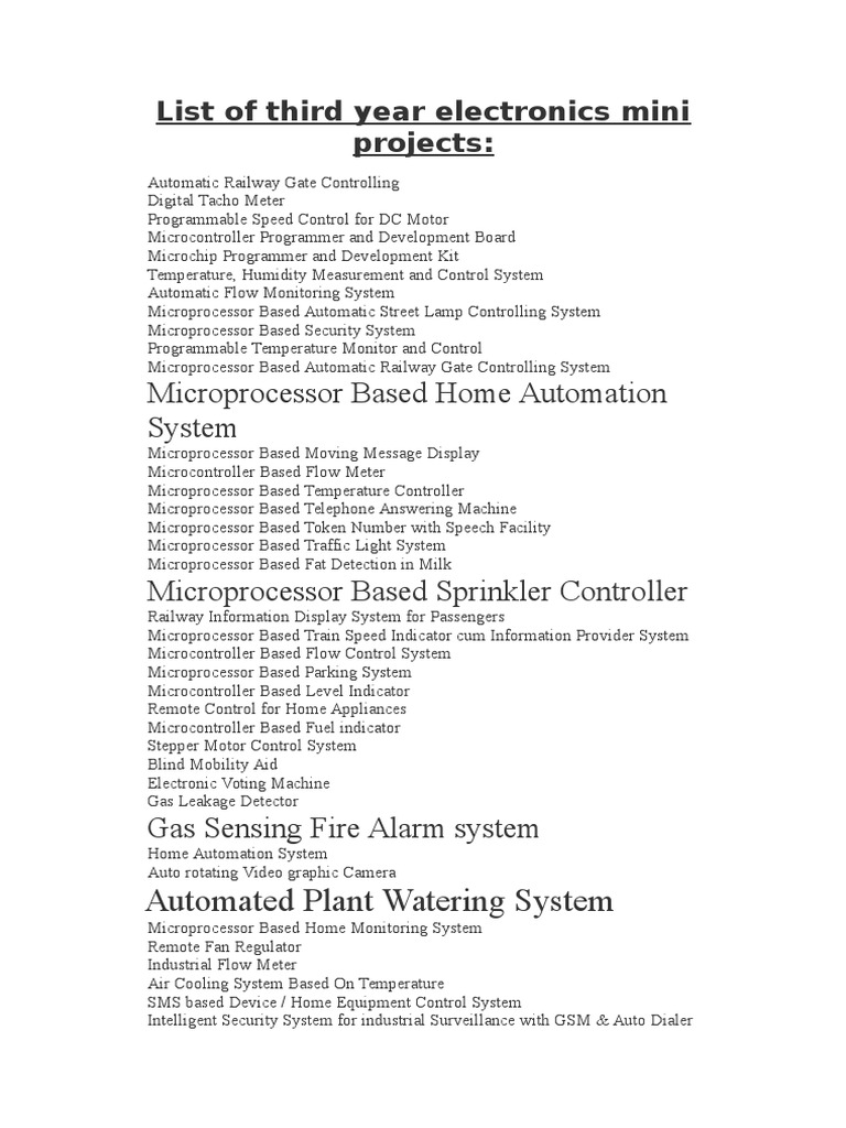List of Electronics Mini Projects | PDF