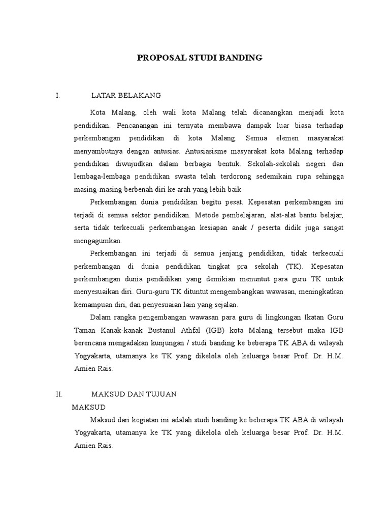 Contoh Proposal Studi Banding Ke Sekolah Lain Temukan Contoh