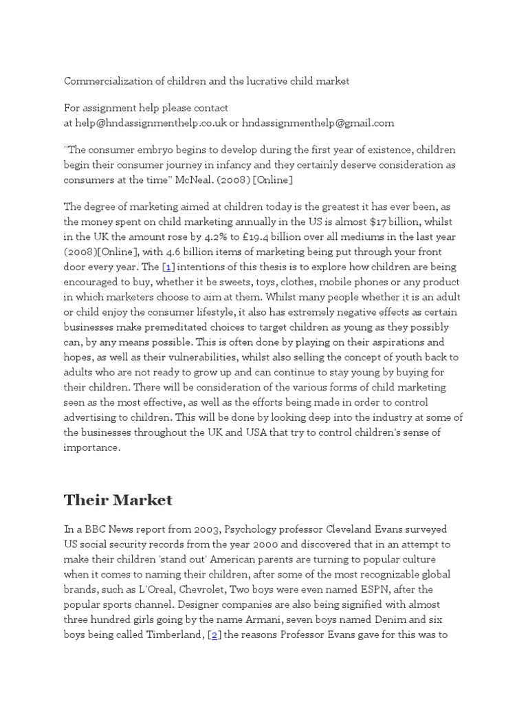Commercialization of Children and The Lucrative Child Market | PDF ...