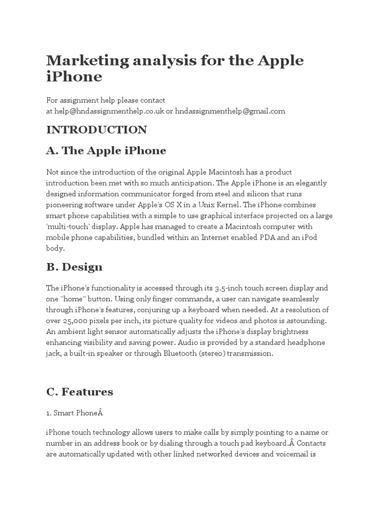 Apple iPhone Market Analysis Report | PDF | I Phone | At&T Mobility