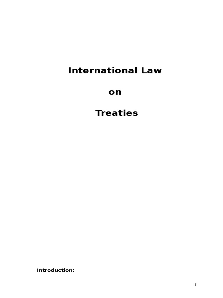 International Law On Treaties | PDF