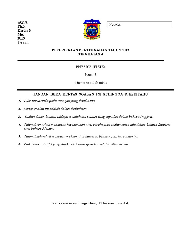 Fizik Kertas 3 Fizik Kertas 3