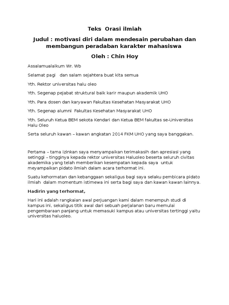 Teks Orasi Ilmiah
