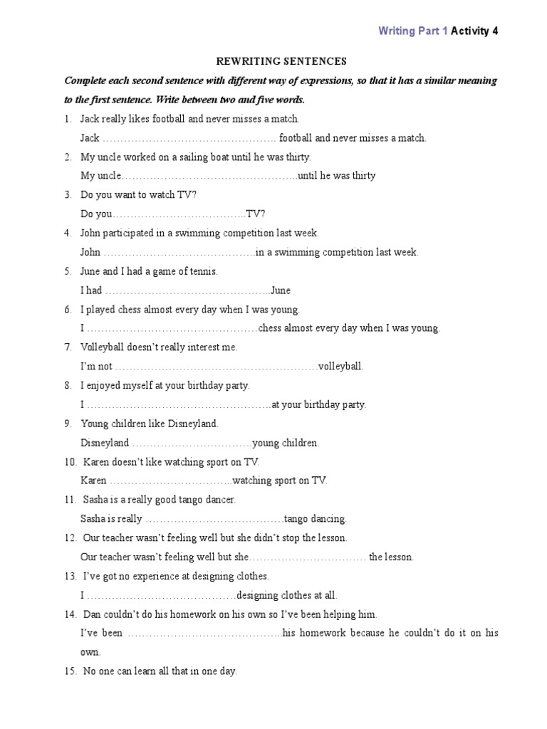 Practice Rewriting For B1 PDF Leisure