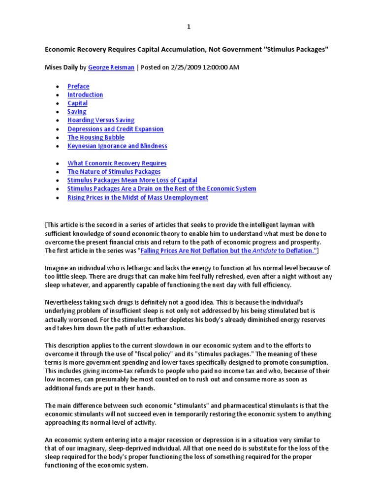 Economic Recovery Requires Capital Accumulation | PDF | Saving ...