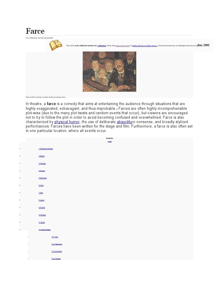 Farce | PDF | Theatre | Plays