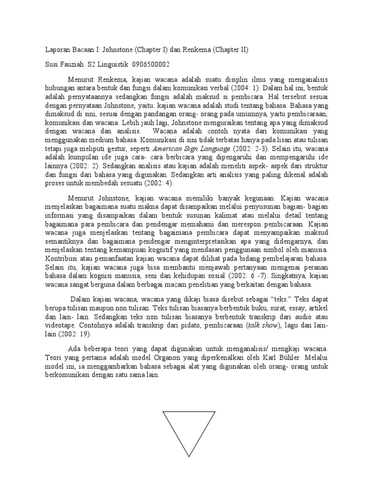 Laporan Bacaan Kajian Wacana I