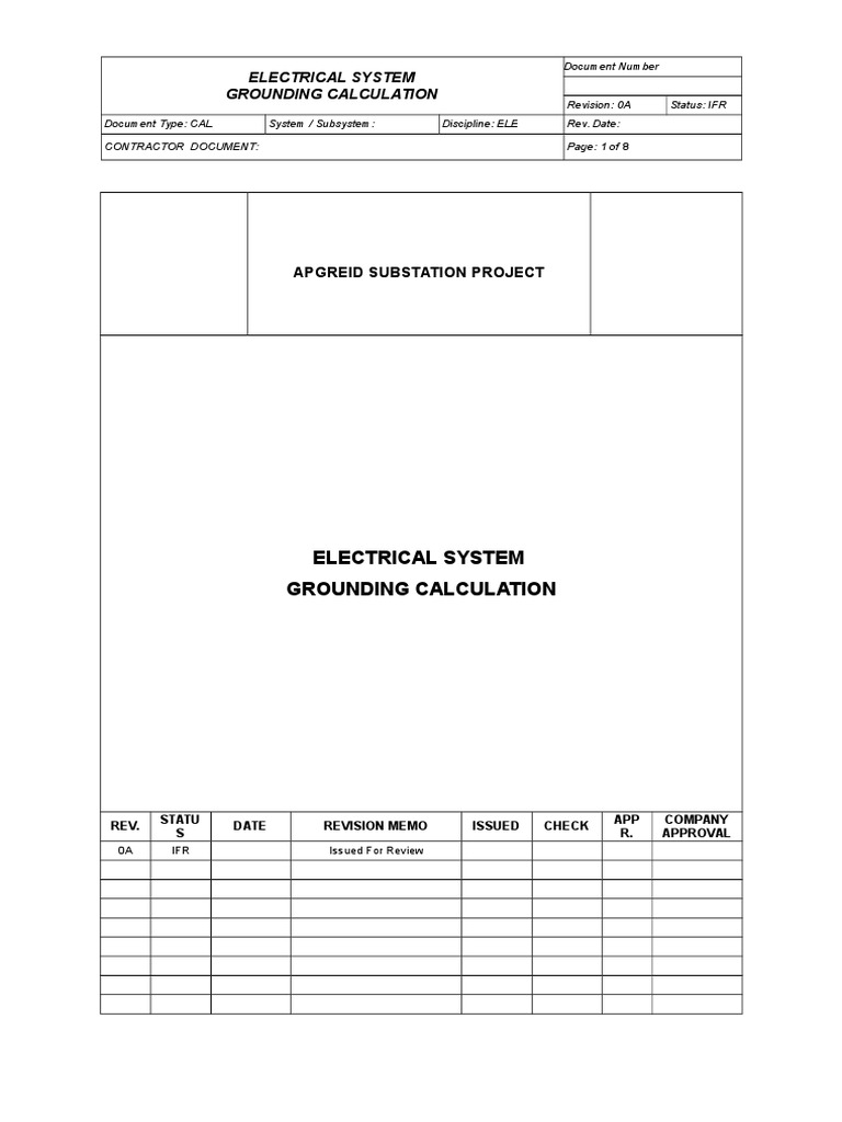 Grounding Calculation Electric Power Distribution Electrical