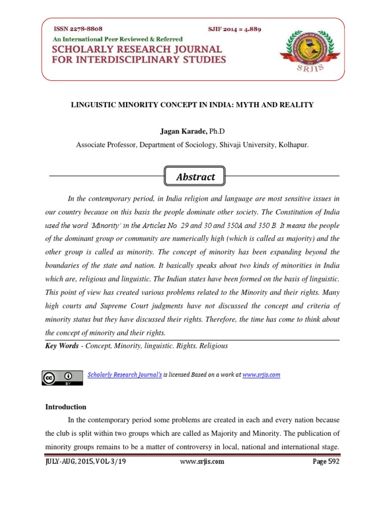 Linguistic Minorities in India: Issues & Rights | PDF | Minority Group ...