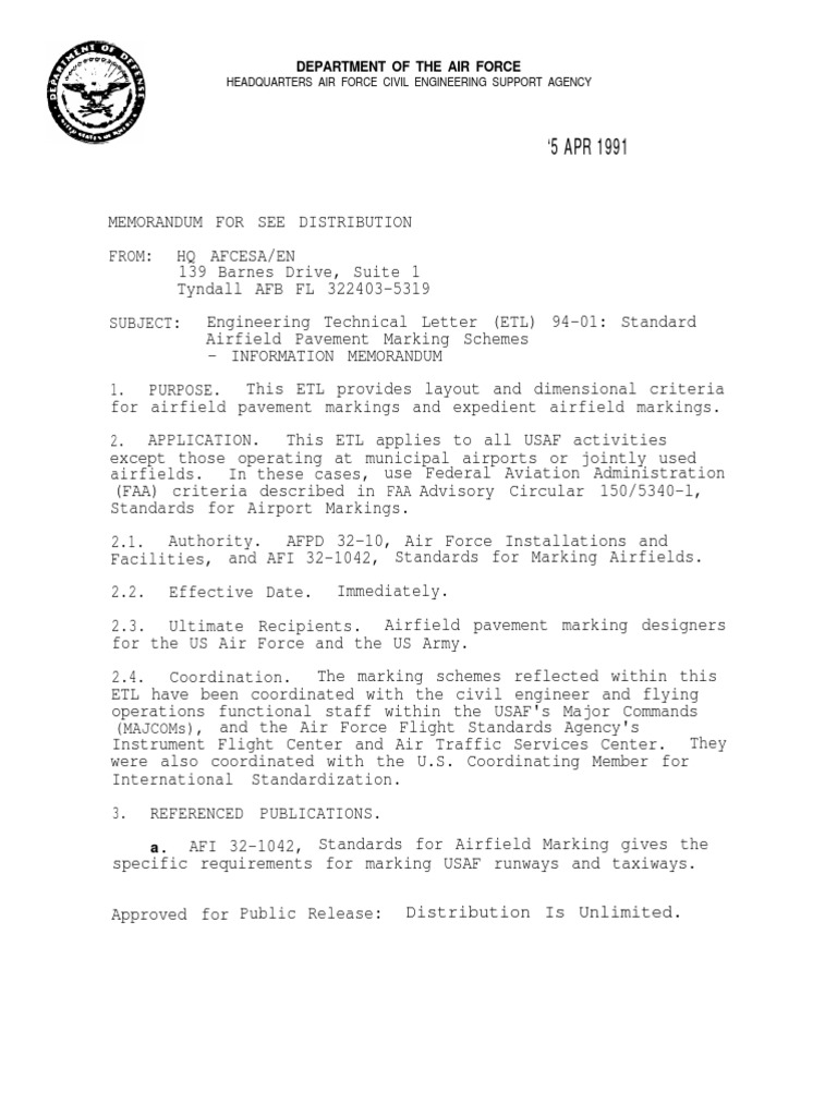 Standard Airfield Marking Schemes USAF PDF Runway Visual Flight Rules