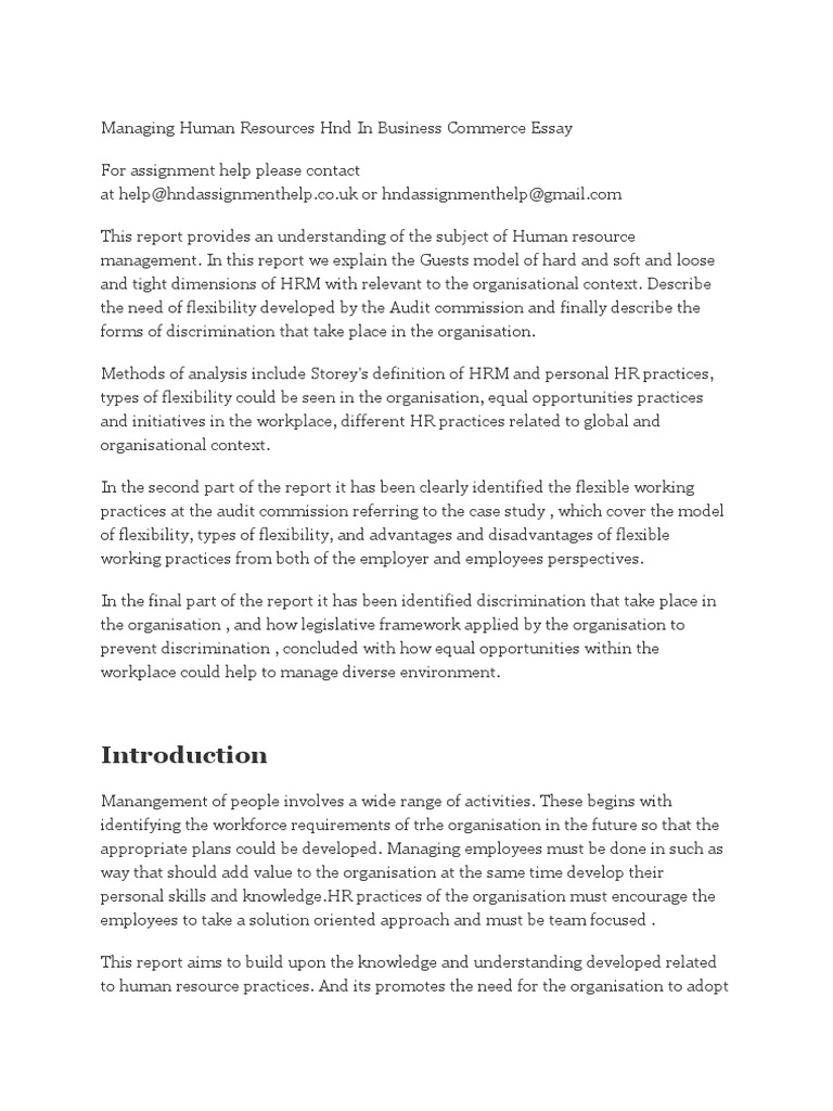 Human Resource Management Essays: Free essay samples for you