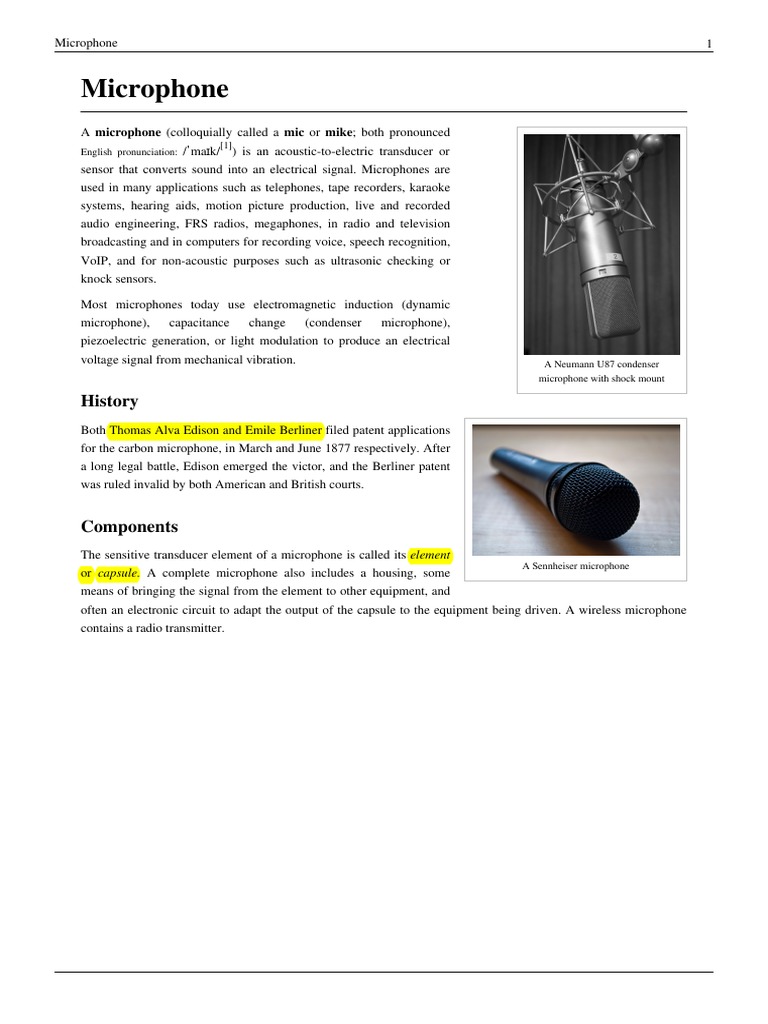 Microphone Wiki | PDF | Microphone | Capacitor
