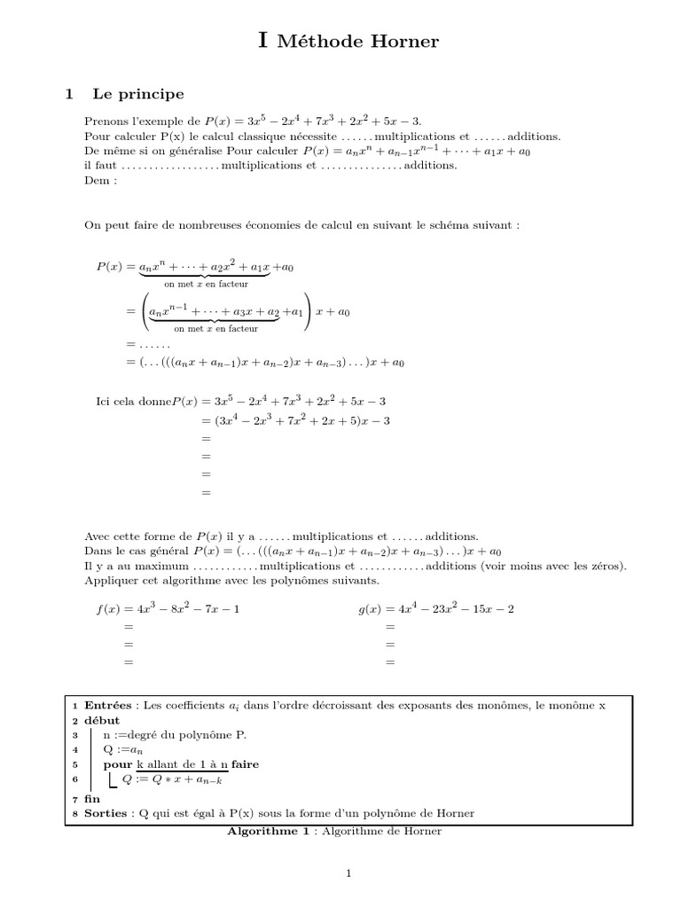 Méthode de Horner pour polynômes | PDF | Polynôme | Mathématiques discrètes