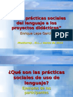 De Las Prácticas Sociales Del Lenguaje A Los Proyectos Didácticos