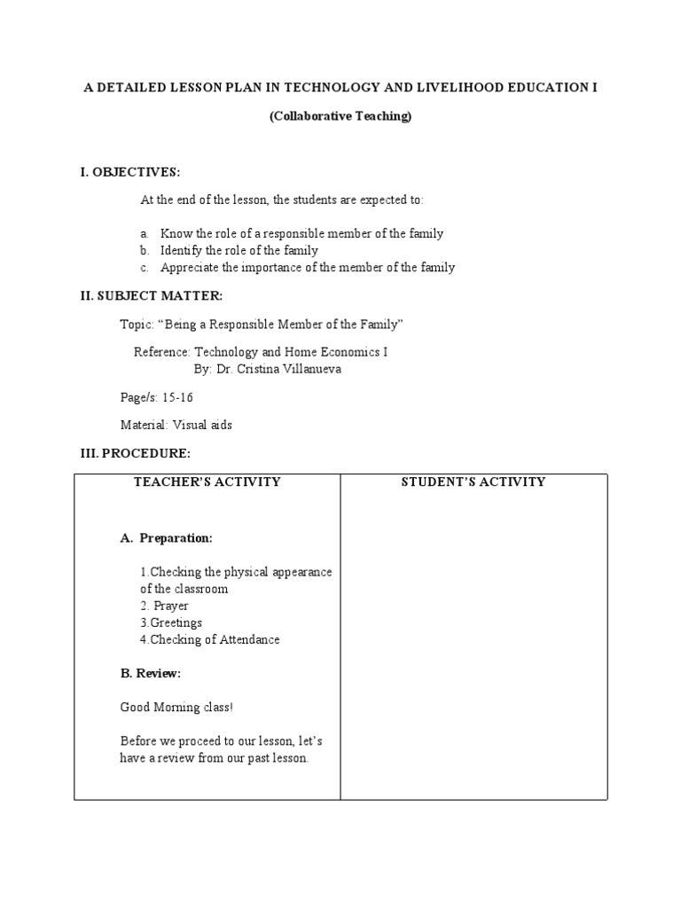 A Detailed Lesson Plan in Technology and | PDF | Lesson Plan | Teachers