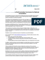 Media Release Draft Aust Curriculum For National Consultation 20100301
