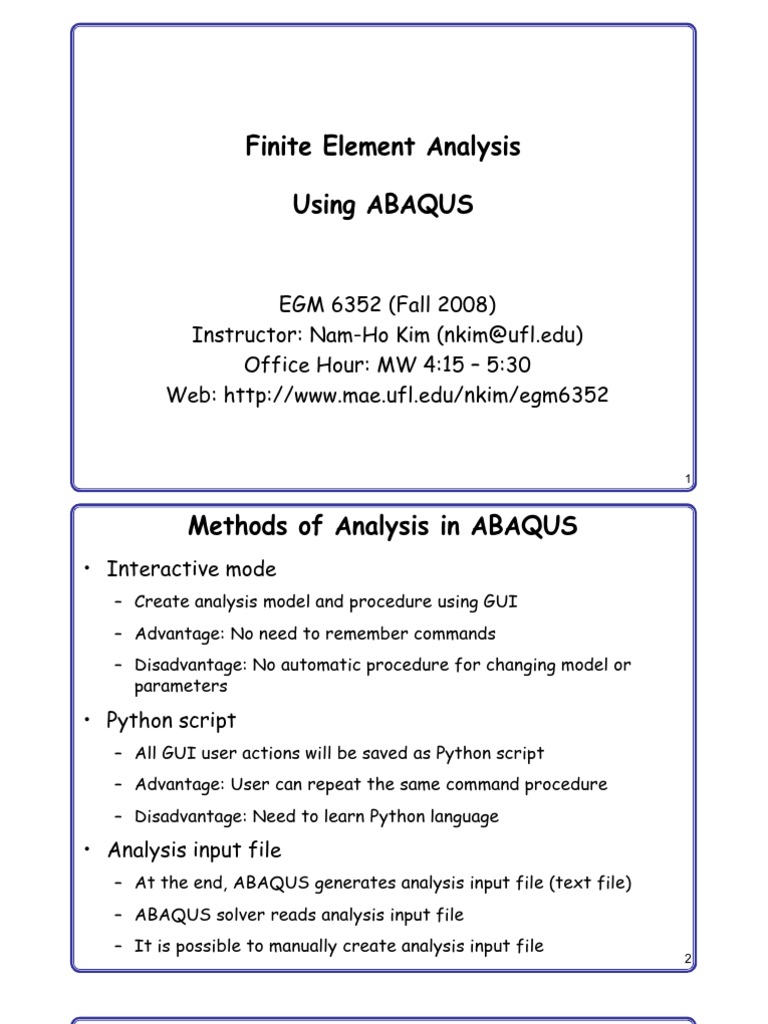 Finite Element Analysis with ABAQUS | PDF | Finite Element Method ...