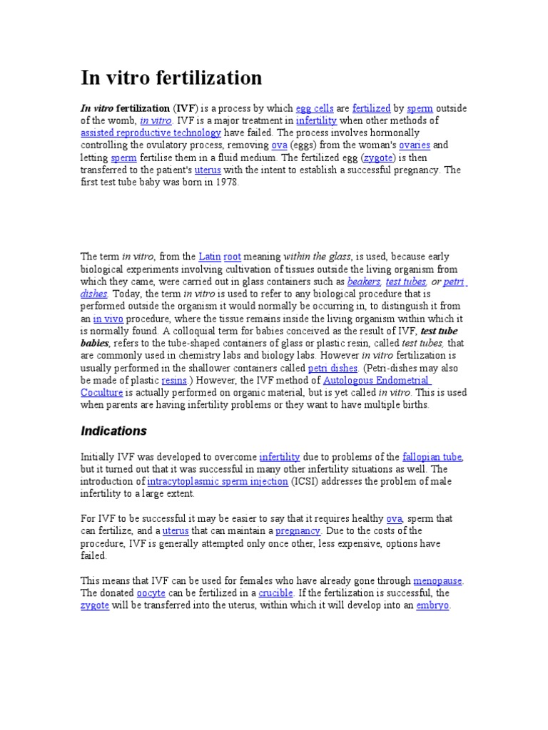 IVF Process and Embryo Transfer Guide | PDF | In Vitro Fertilisation ...