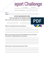 Fiction Book Report Form You Can Earn Up To 3 Points On The Chart