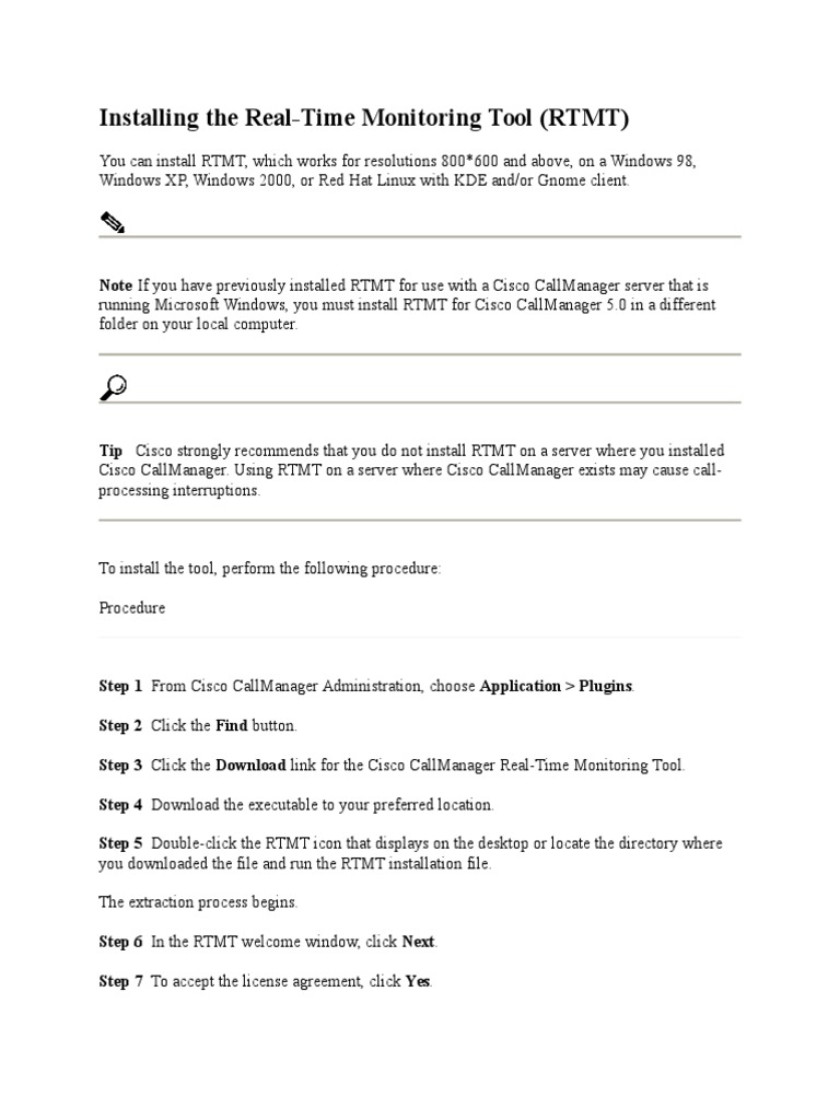 Installing The RTMT | PDF | Installation (Computer Programs) | Desktop ...