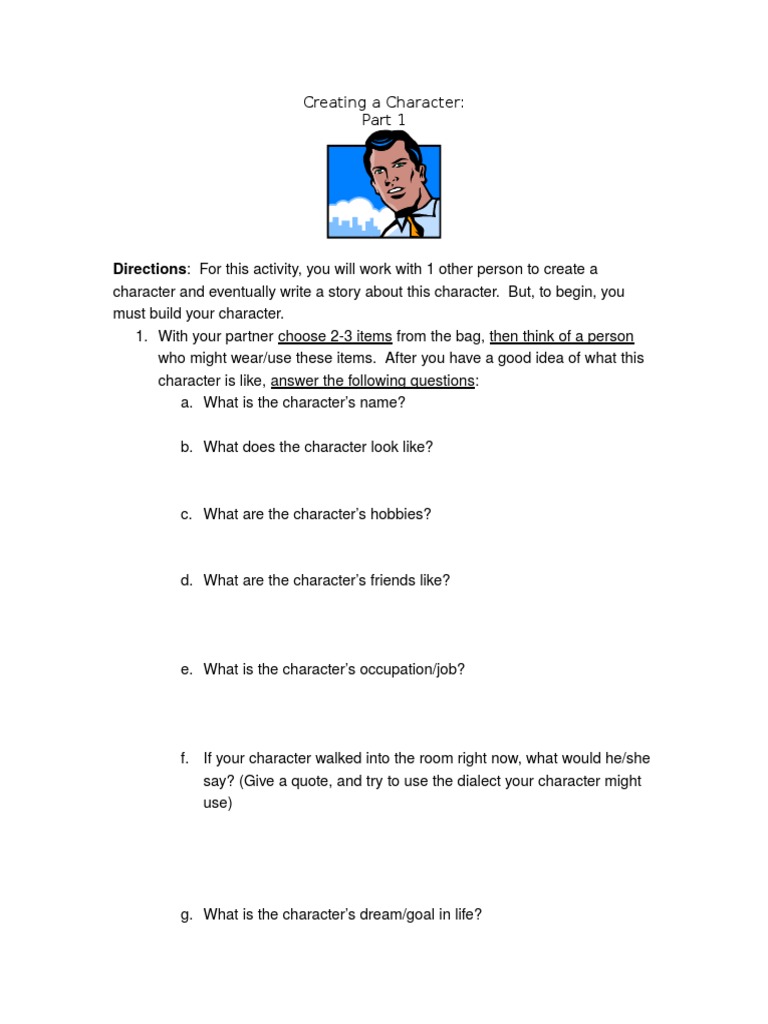 Character Creation Activity Guide | PDF | Conversation | Paragraph