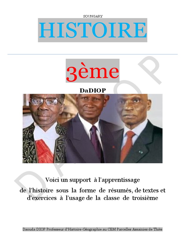 Devoir Commun Histoire géographie 3ème 2022 Fascicule D'histoire 3ème Prof'' | PDF | Lutte des classes | Socialisme