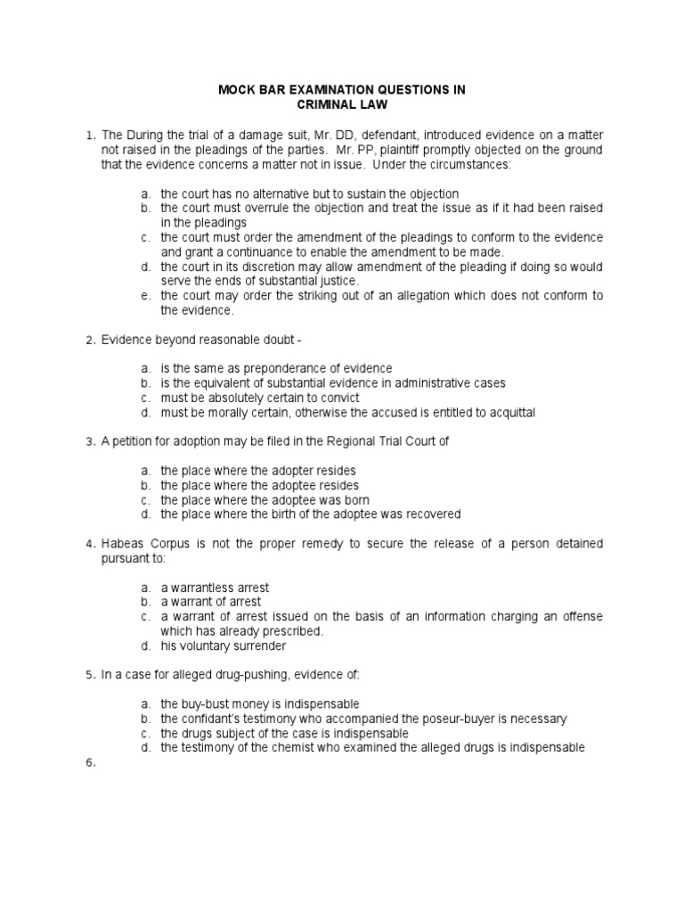 Mock Bar Examination Questions 18 | PDF | Politics | Law