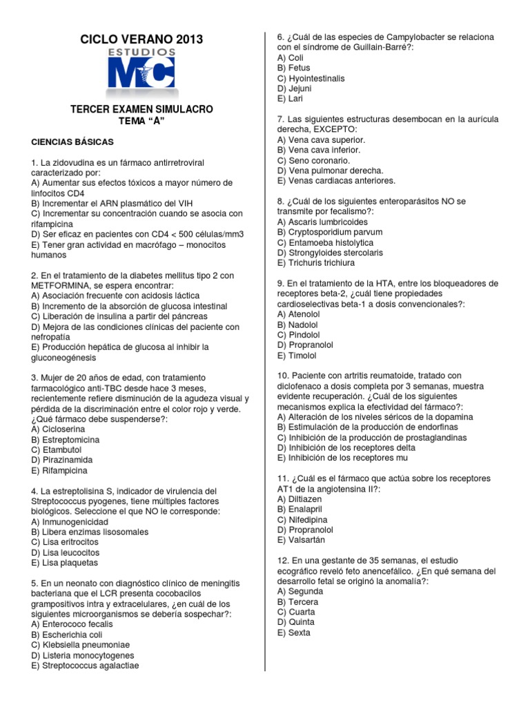 Examen Simulacro Tema A + CLAVES