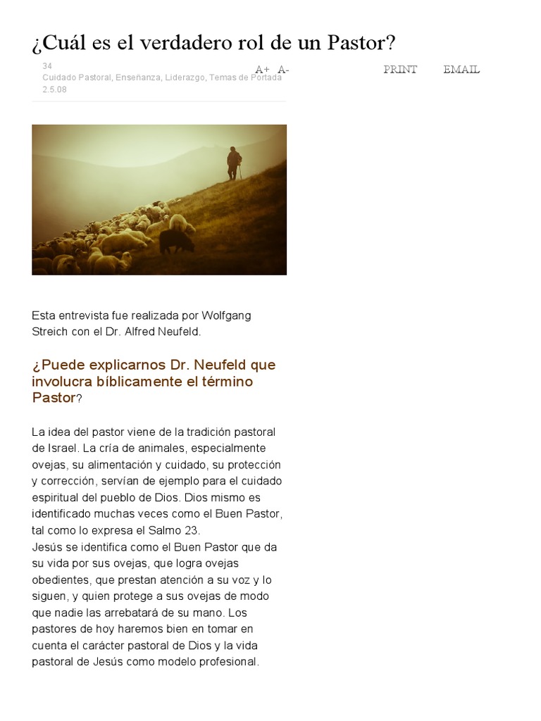 El Verdadero Rol del Pastor en la Iglesia | PDF | Cristo (título ...