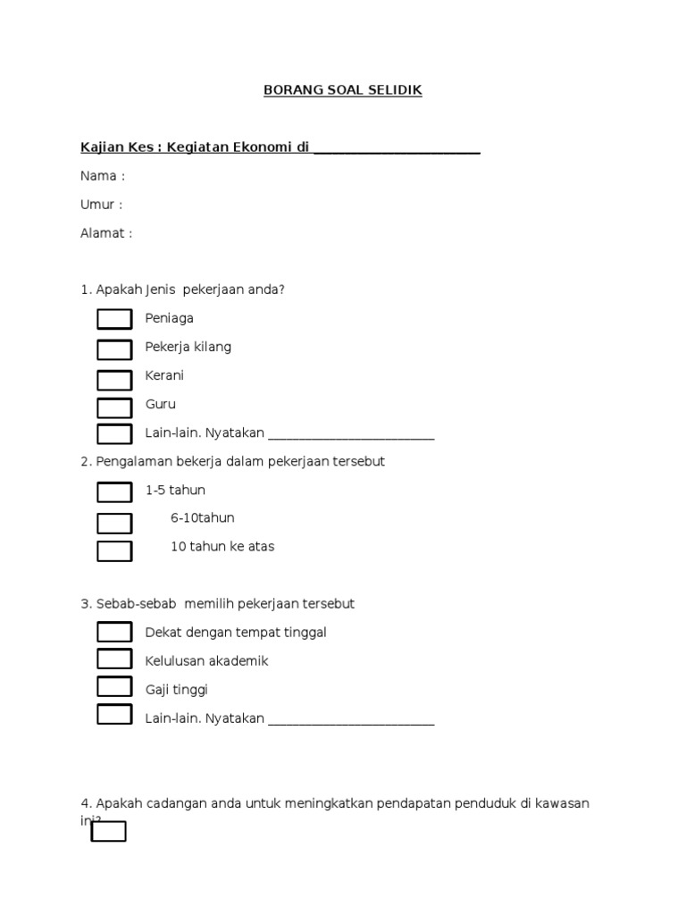Borang Soal Selidik Pt3 Geo Pdf