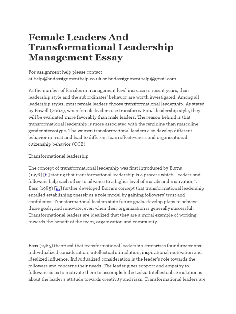 essay transformational leadership