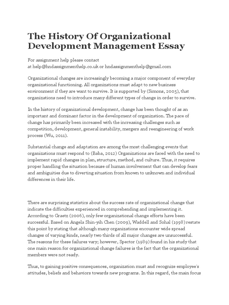 organizational development essay example